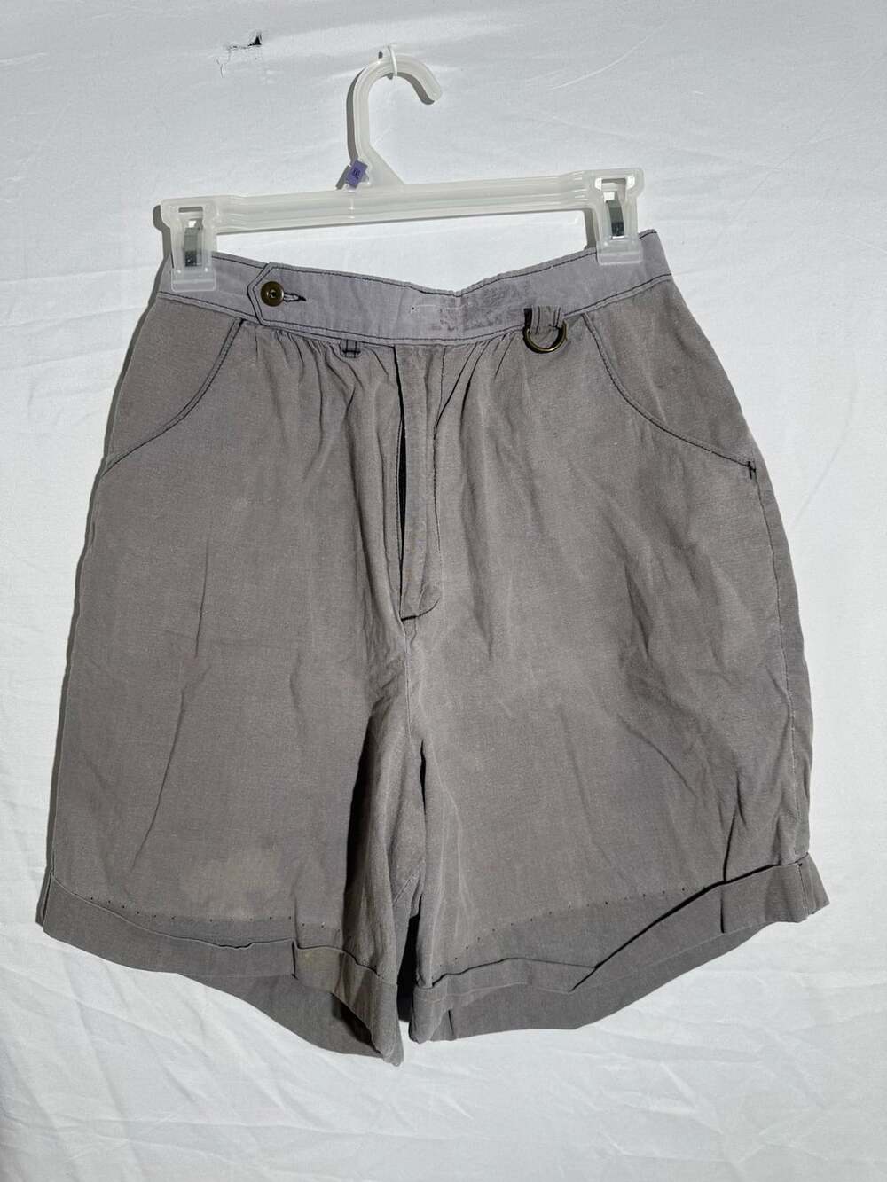 Vintage 80s Bobbie Brooks USA Grey High Waisted Cuffed Shorts Womens Size 10 Mad